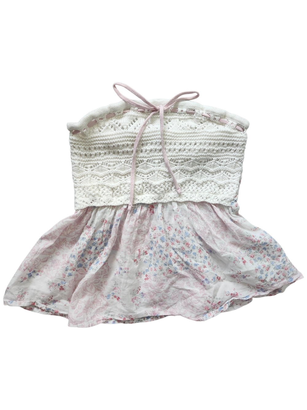 Hollister Cottagecore Knit Floral Peplum Tube Top | Coquette Fairycore Boho